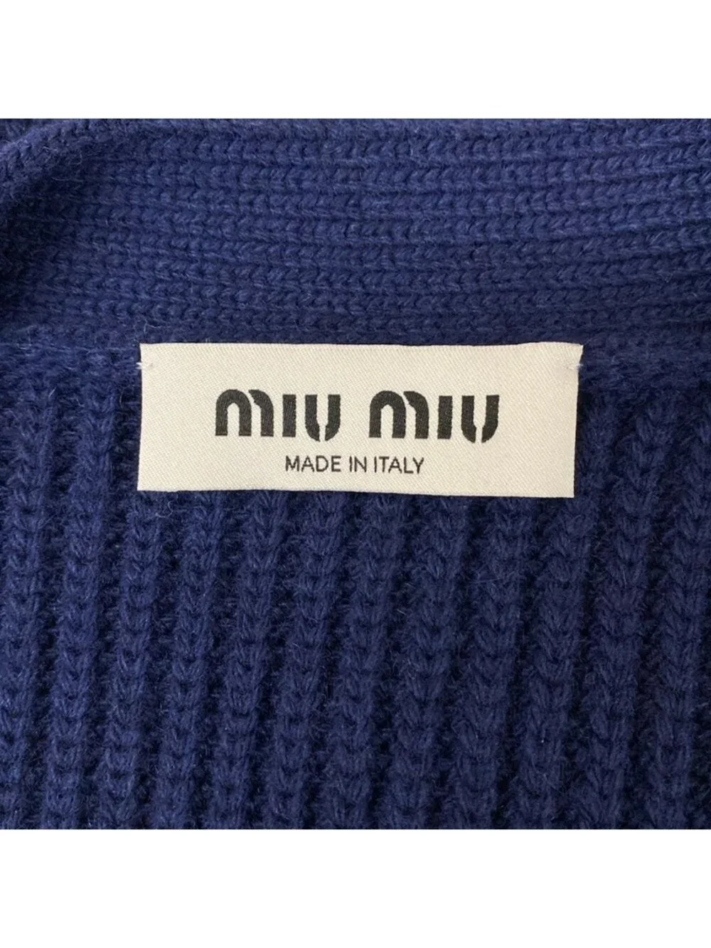 Miu Miu Cardigan S Navy Ivory Wool
